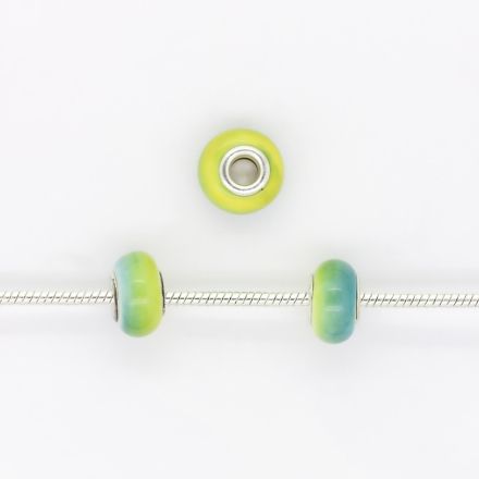 МЪНИСТА ТИП ПАНДОРА - КЕРАМИЧНИ - КРЪГ - 15х9мм БЯЛО-ЖЪЛТО-ЗЕЛЕНО-СИНЬО 25 - ПАКЕТ 50 бр. Отвор-5.0мм