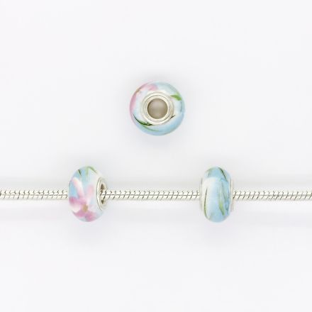 МЪНИСТА ТИП ПАНДОРА - КЕРАМИЧНИ - КРЪГ - ЦВЕТЕ 02 - 15х9мм БЯЛО-СИНЬО СВ.-РОЗОВО Т.-ЗЕЛЕНО СВ. 37 - 5 бр. Отвор-5.0мм