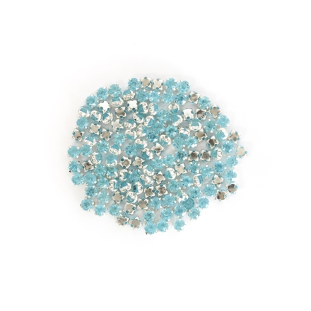 BEADS FOR SEWING - ACRYLIC CRYSTALS WITH METAL BASE - CIRCLE 5x4mm - SKY BLUE AND SILVER - PACKAGE 100g (1785pcs.)