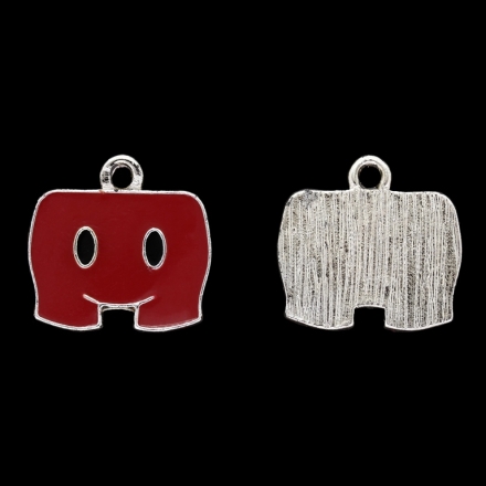 METAL BEADS WITH ENAMEL - UV - PENDANT - MICKEY PANTS 01 - 19x18x2mm GOLD AND RED - 5pcs. Hole-2.0mm