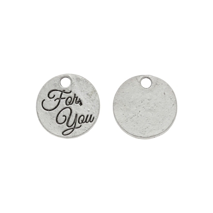 METAL BEADS - PENDANT - CIRCLE WITH INSCRIPTION 01 - 19x1.4mm SILVER - SECOND-RATE - PACKAGE 50pcs. Hole-3.0mm