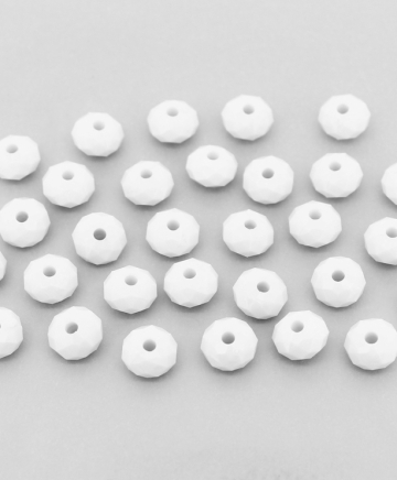 OPAQUE PLASTIC BEADS - WASHER FACETED - 5x8mm WHITE С01 - 50g Hole-2.0mm (270pcs.)