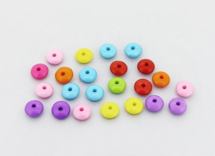 OPAQUE PLASTIC BEADS - WASHER - 3.5x8mm MIX - 50g Hole-1.8mm (370pcs.)