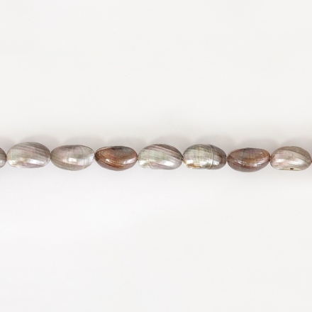 MOTHER OF PEARL BEADS - SEA SHELLS - 25x15x13mm GRAY (DARK) 88 - STRING (16pcs.)  Hole-1.0mm
