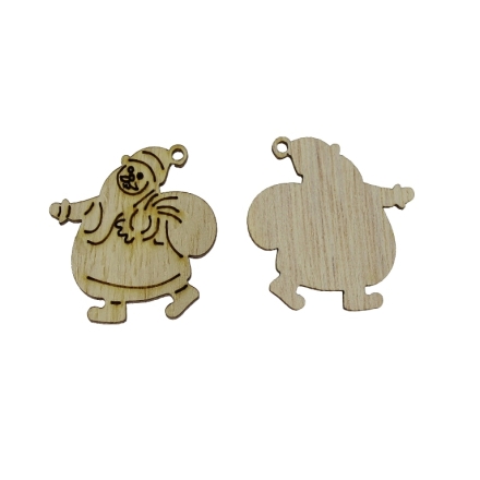 LASER CUT WOODEN FIGURES - CHRISTMAS - SANTA CLAUS 01 (China) - 28x30x3mm NATURAL - 10pcs. Hole-2.5mm