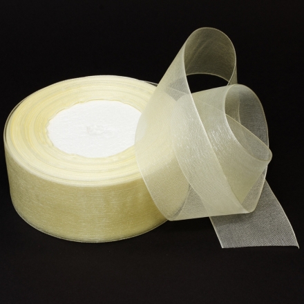 ORGANZA RIBBON 4.0cm - CHAMPAGNE (DARK) 050 - PACKAGE 4х50yards(45m)