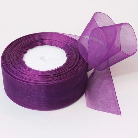 ORGANZA RIBBON 4.0cm - PURPLE (DARK) 175А - 50yards(45m)