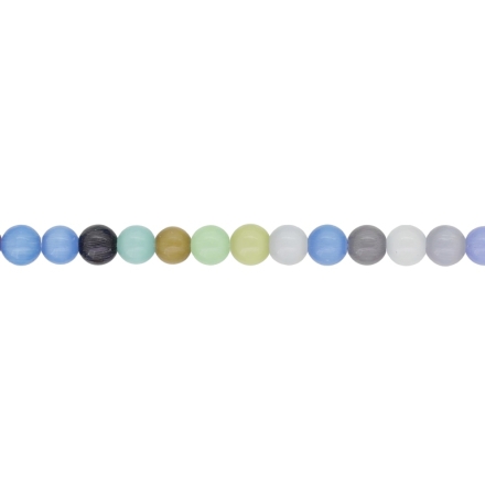 NATURAL STONE BEADS - CAT'S EYE MIX BLUE - 6mm - STRING (64pcs.) Hole-1.0mm