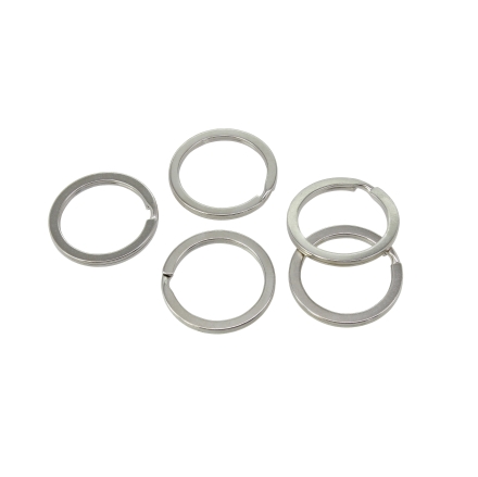 METAL KEYCHAIN FINDINGS - SPLIT KEY RINGS FLAT - 25x2.5mm NICKEL COLOR - 10pcs.