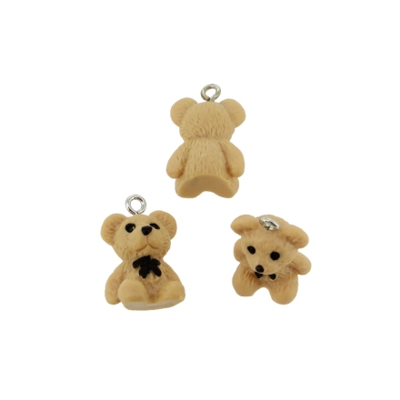 PLASTIC BEADS - RESIN 3D - PENDANT - BEAR 27 - 14x22x13mm BROWN (LIGHT)-BLACK - PACKAGE 30pcs. Hole-2.0mm