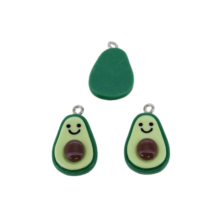 PLASTIC BEADS - RESIN 3D - PENDANT - AVOCADO 06 - 16x27x6mm GREEN-RESEDA-BROWN-BLACK - PACKAGE 30pcs. Hole-2.0mm