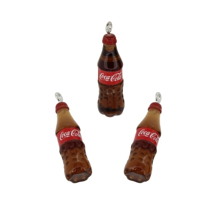 PLASTIC BEADS - RESIN 3D - PENDANT - SOFT DRINK 01 - 9x34mm BROWN (DARK) AND RED - 2pcs. Hole-2.0mm