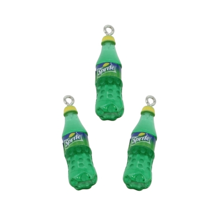 PLASTIC BEADS - RESIN 3D - PENDANT - SOFT DRINK 02 - 10x34mm TURQUOISE GREEN (LIGHT) AND YELLOW - 2pcs. Hole-2.0mm