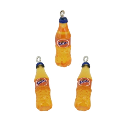 PLASTIC BEADS - RESIN 3D - PENDANT - SOFT DRINK 03 - 9x33mm ORANGE AND BLUE (DARK) - 2pcs. Hole-2.0mm