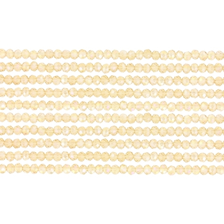 GLASS BEADS - FACETED RONDELLE CRYSTALS - 3x2mm - АВ TRANSPARENT - AMBER 025AB - STRING (126pcs.) Hole-0.8mm