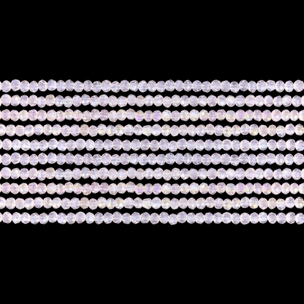 GLASS BEADS - FACETED RONDELLE CRYSTALS - 3x2mm - АВ TRANSPARENT - PINK (LIGHT) 030AB - STRING (126pcs.) Hole-0.8mm