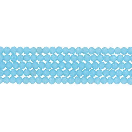 GLASS BEADS - FACETED RONDELLE CRYSTALS - 4x3mm - MILKY - BLUE (LIGHT) 041 - STRING (128pcs.) Hole-1.0mm