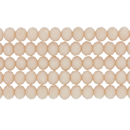 GLASS BEADS - FACETED RONDELLE CRYSTALS - 8x6mm - OPAQUE - CREAM 051 - STRING (66pcs.) Hole-1.5mm