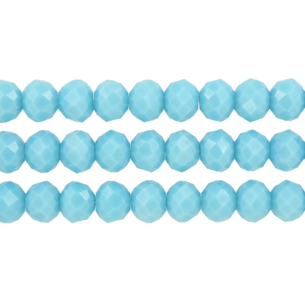 GLASS BEADS - FACETED RONDELLE CRYSTALS - 10x8mm - OPAQUE - TURQUOISE BLUE 054A - STRING (70pcs.) Hole-1.5mm