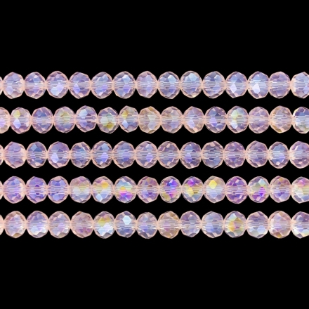 GLASS BEADS - FACETED RONDELLE CRYSTALS - 6x5mm - АВ TRANSPARENT - PINK (LIGHT) 030АВ - PACKAGE (5x88pcs.) Hole-1.2mm