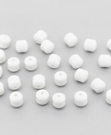 OPAQUE PLASTIC BEADS - CYLINDER 02 - 6x6mm WHITE С01 - 50g Hole-1.5mm (285pcs.)
