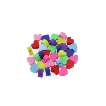 POLYMER CLAY FIMO BEADS - HEART 04 - 9x9mm MIX - 50pcs. Hole-1.6mm