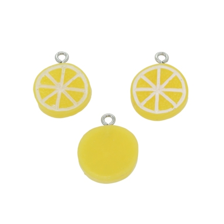 PLASTIC BEADS - RESIN 3D - PENDANT - ORANGE 06 - 16x20x2mm YELLOW AND WHITE - 2pcs. Hole-2.0mm