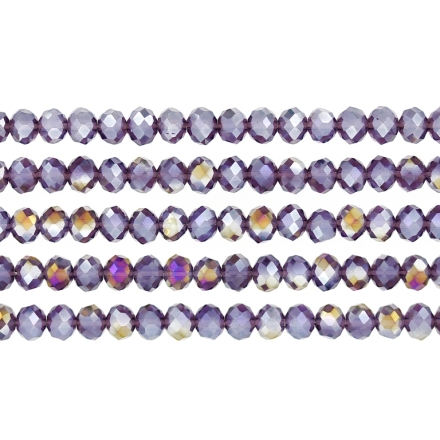 GLASS BEADS - FACETED RONDELLE CRYSTALS - 6x5mm - АВ TRANSPARENT - PURPLE (DARK) 010АВ - PACKAGE (5x88pcs.) Hole-1.2mm