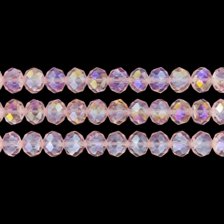 GLASS BEADS - FACETED RONDELLE CRYSTALS - 10x8mm - АВ TRANSPARENT - PINK (LIGHT) 030АВ - PACKAGE (3x70pcs.) Hole-1.5mm