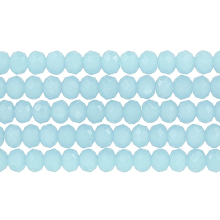 GLASS BEADS - FACETED RONDELLE CRYSTALS - 8x6mm - MILKY - BLUE (LIGHT) 041А - PACKAGE (5x66pcs.) Hole-1.5mm