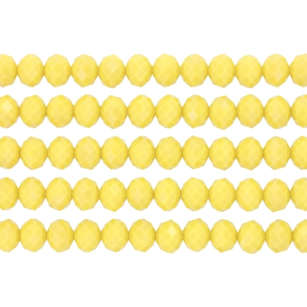 GLASS BEADS - FACETED RONDELLE CRYSTALS - 8x6mm - OPAQUE - YELLOW 063 - STRING (66pcs.) Hole-1.5mm