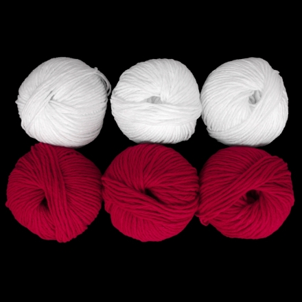 YARN - BABA MARTA ACRYLIC PACKAGE - WHITE AND RED - 6х70m - ACRYLIC - PACKAGE (6 balls)