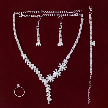JEWELRY - SET - ZIRCON - S61 - SILVER WITH WHITE - 1 set