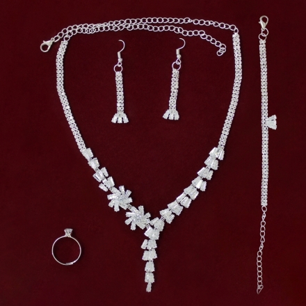 JEWELRY - SET - ZIRCON - S63 - SILVER WITH WHITE - 1 set