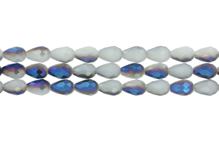 GLASS BEADS - TEARDROP CRYSTALS - 8x12mm - UV - GRAY 083 - STRING (60pcs.) Hole-1.5mm