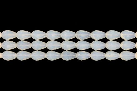 СТЪКЛЕНИ МЪНИСТА - КРИСТАЛИ - КАПКА 8х12мм - МЛЕЧНИ - ПРОЗРАЧНО 036 - НАНИЗ (55 бр.) Отвор-1.5мм
