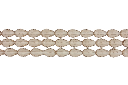 GLASS BEADS - TEARDROP CRYSTALS - 8x12mm - TRANSPARENT - BEIGE 024 - STRING (60pcs.) Hole-1.5mm