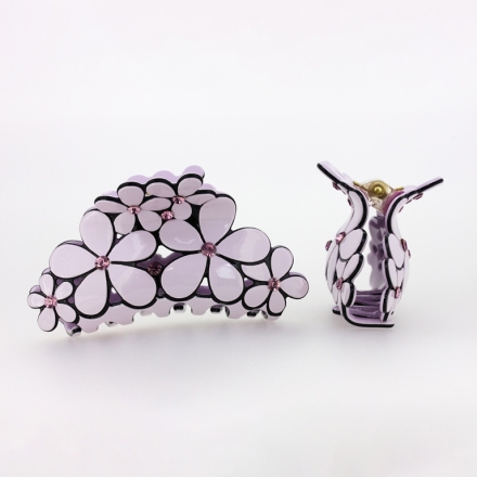 JEWELRY - BRACKET - CLAW HAIR CLIP WITH CRYSTALS SH071 - 8.7x4.2x3.6cm PURPLE (LIGHT) - 1pc.