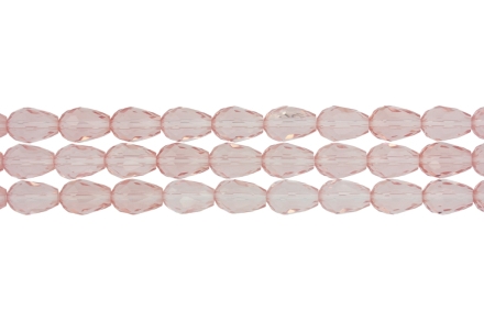 GLASS BEADS - TEARDROP CRYSTALS - 8x12mm - TRANSPARENT - PINK (LIGHT) 030 - STRING (60pcs.) Hole-1.5mm