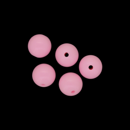 OPAQUE PLASTIC BEADS - BALL - 16mm PINK 024 - 50g Hole-2.9mm (23pcs.)