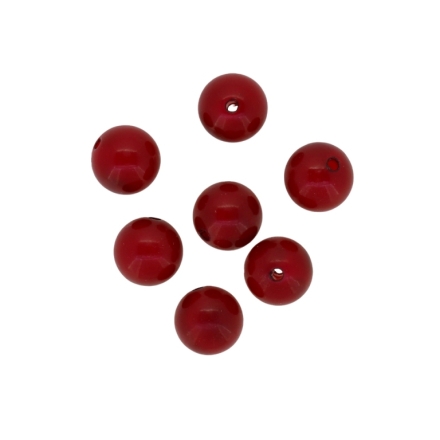 OPAQUE PLASTIC BEADS - BALL - 14mm RED 044 - 50g Hole-2.0mm (35pcs.)