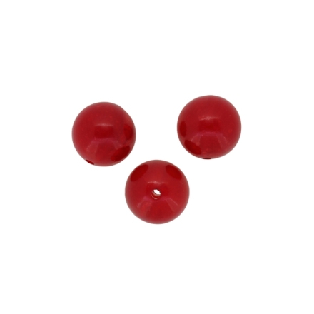 OPAQUE PLASTIC BEADS - BALL - 18mm RED 043 - 50g Hole-2.3mm (16pcs.)