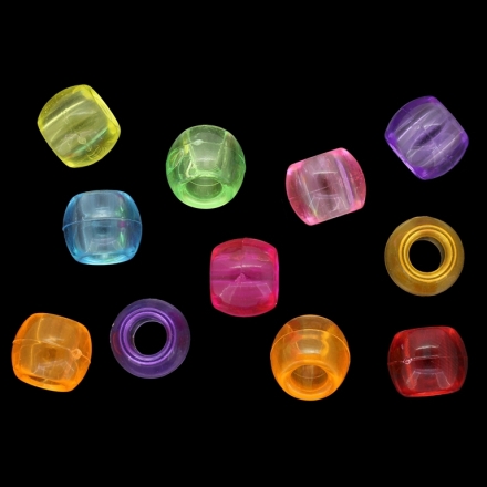 TRANSPARENT PLASTIC BEADS - CYLINDER 01 - 10х12mm MIX - 50g  Hole-5.0mm (75pcs.)