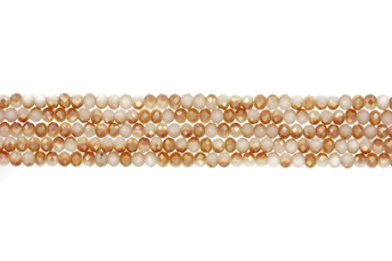 GLASS BEADS - FACETED RONDELLE CRYSTALS - 4x3mm - UV - BEIGE 076 - PACKAGE (5x128pcs.) Hole-1.0mm