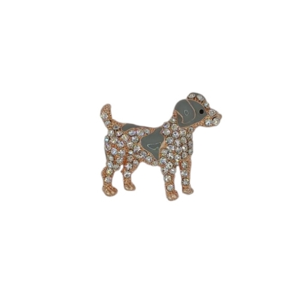 JEWELRY - BROOCH - ENAMEL AND CRYSTALS - DOG В182 - 3.9x3.5cm GOLD PINK - PACKAGE 6pcs.