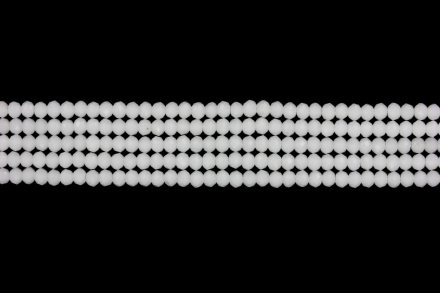 GLASS BEADS - FACETED RONDELLE CRYSTALS - 4x3mm - MILKY - WHITE 037 - STRING (128pcs.) Hole-1.0mm