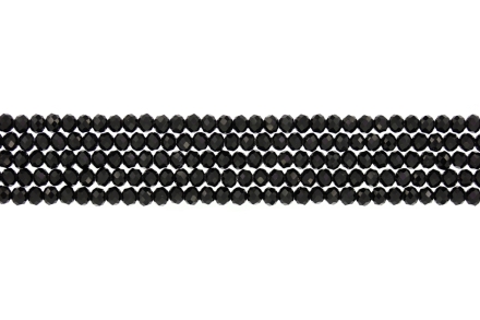 GLASS BEADS - FACETED RONDELLE CRYSTALS - 4x3mm - OPAQUE - BLACK 002 - PACKAGE (5x128pcs.) Hole-1.0mm