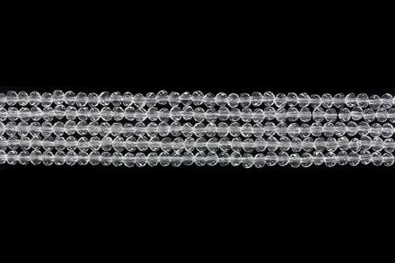 GLASS BEADS - FACETED RONDELLE CRYSTALS - 4x3mm - TRANSPARENT - WHITE 001 - STRING (128pcs.) Hole-1.0mm