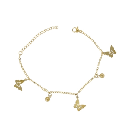 JEWELRY - CHAIN ​​BRACELET - STAINLESS STEEL - BUTTERFLY G139 - GOLD - PACKAGE 2pcs.