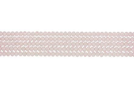 GLASS BEADS - FACETED RONDELLE CRYSTALS - 4x3mm - TRANSPARENT - PINK (LIGHT) 030 - STRING (128pcs.) Hole-1.0mm